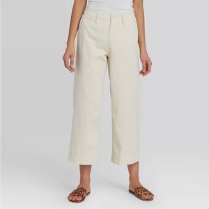 brand new light khaki/cream wide/leg crop pants size 14